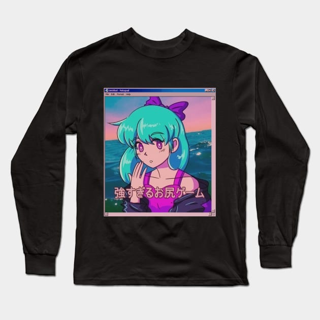 Retro Vaporwave 80s anime aesthetic Long Sleeve T-Shirt by KinseiNoHime